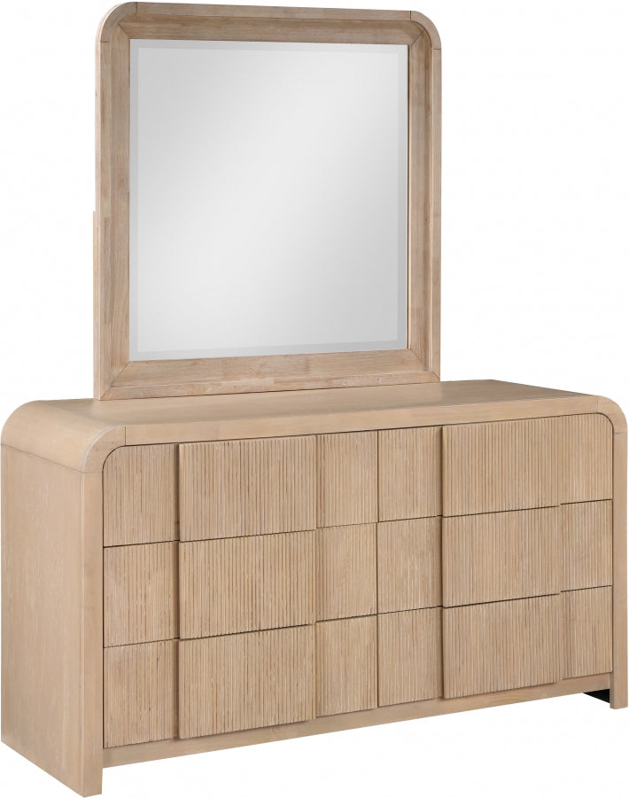 Fluted Solid Wood And Oak Veneer Dresser in Natural - 314Natural-D