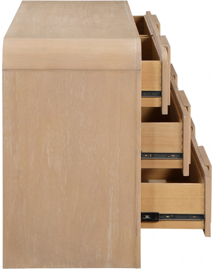 Fluted Solid Wood And Oak Veneer Dresser in Natural - 314Natural-D