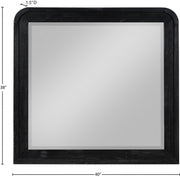 Fluted Solid Wood And Oak Veneer Mirror in Black - 314Black-M