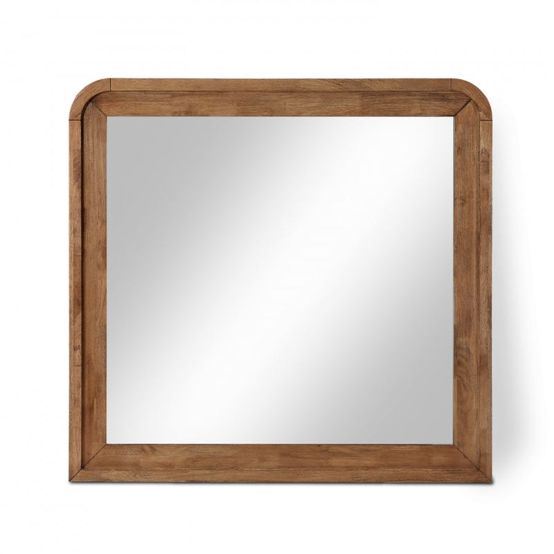 Fluted Solid Wood And Oak Veneer Mirror in Brown - 314Walnut-M