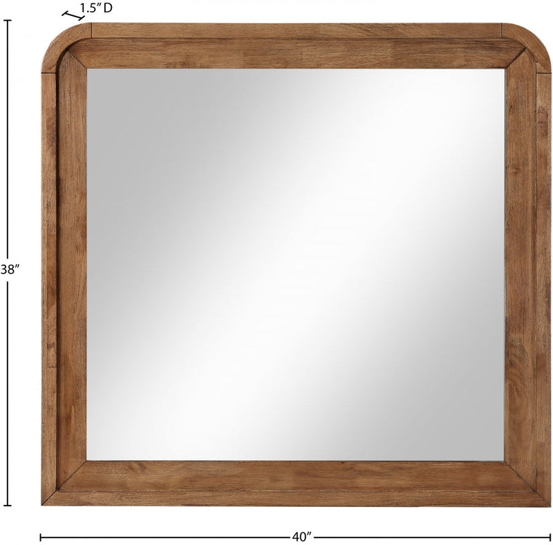 Fluted Solid Wood And Oak Veneer Mirror in Brown - 314Walnut-M