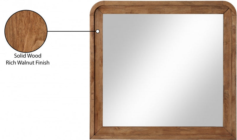 Fluted Solid Wood And Oak Veneer Mirror in Brown - 314Walnut-M