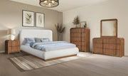 Fluted Solid Wood And Oak Veneer Mirror in Brown - 314Walnut-M