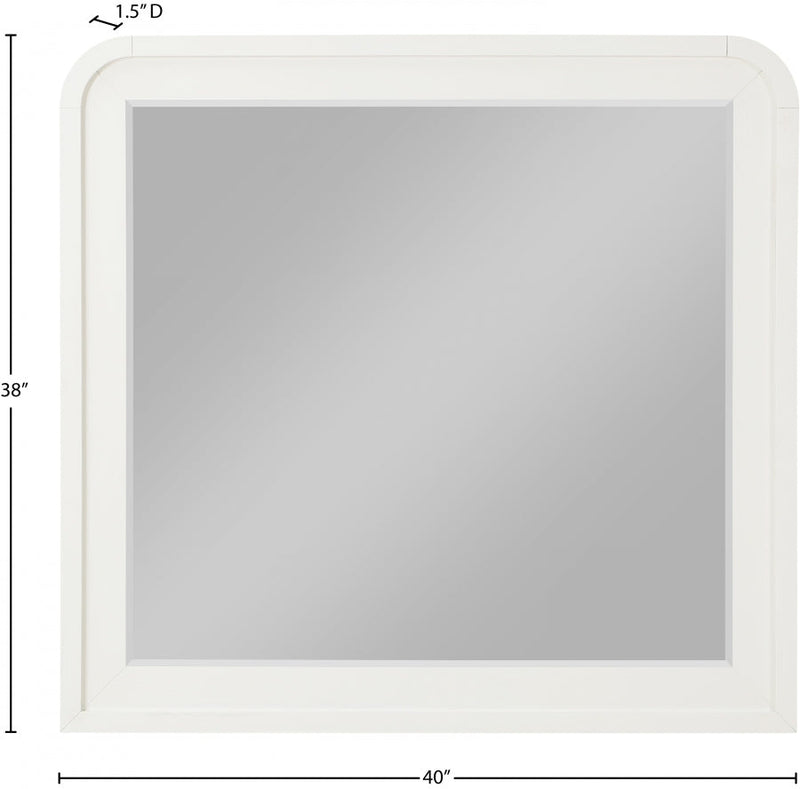 Fluted Solid Wood And Oak Veneer Mirror in Cream - 314Cream-M