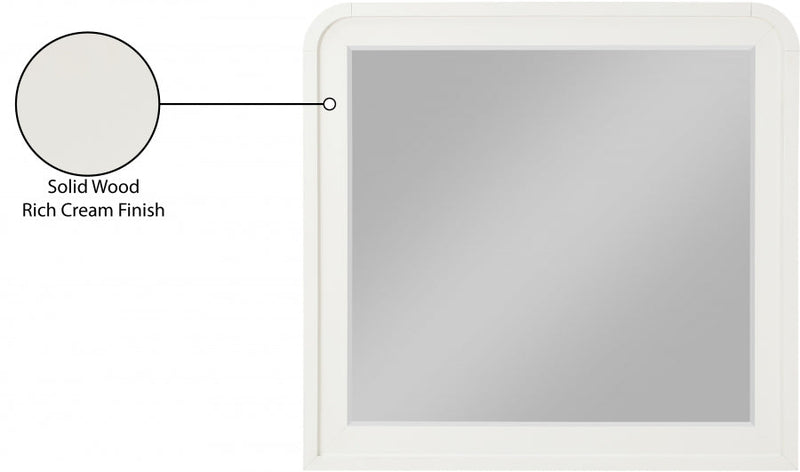 Fluted Solid Wood And Oak Veneer Mirror in Cream - 314Cream-M