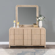 Fluted Solid Wood And Oak Veneer Mirror in Natural - 314Natural-M