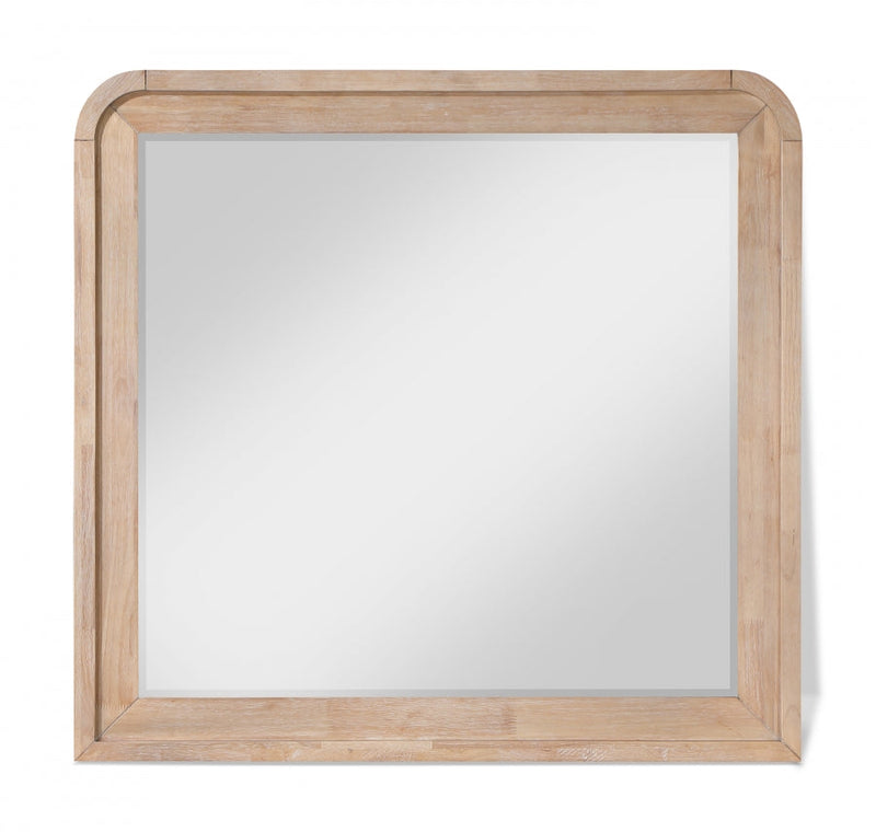 Fluted Solid Wood And Oak Veneer Mirror in Natural - 314Natural-M