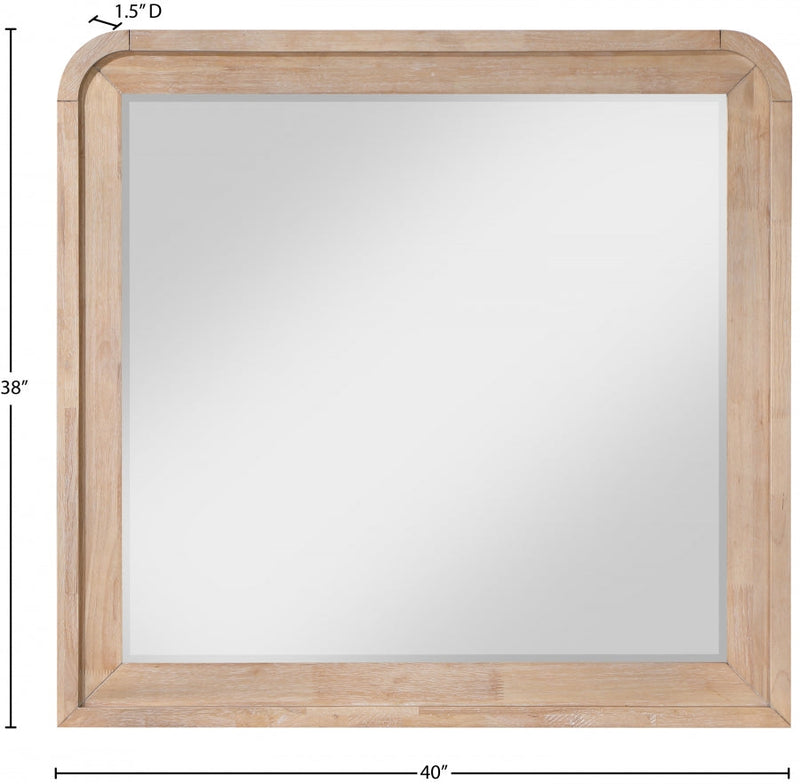 Fluted Solid Wood And Oak Veneer Mirror in Natural - 314Natural-M