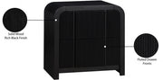 Fluted Solid Wood And Oak Veneer Nightstand in Black - 314Black-NS