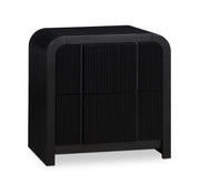 Fluted Solid Wood And Oak Veneer Nightstand in Black - 314Black-NS