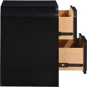 Fluted Solid Wood And Oak Veneer Nightstand in Black - 314Black-NS