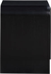 Fluted Solid Wood And Oak Veneer Nightstand in Black - 314Black-NS