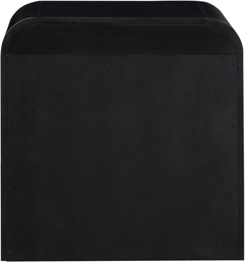 Fluted Solid Wood And Oak Veneer Nightstand in Black - 314Black-NS