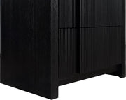 Fluted Solid Wood And Oak Veneer Nightstand in Black - 314Black-NS