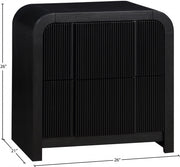 Fluted Solid Wood And Oak Veneer Nightstand in Black - 314Black-NS