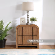 Fluted Solid Wood And Oak Veneer Nightstand in Brown - 314Walnut-NS