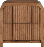 Fluted Solid Wood And Oak Veneer Nightstand in Brown - 314Walnut-NS