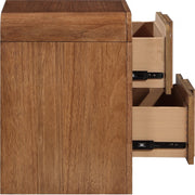 Fluted Solid Wood And Oak Veneer Nightstand in Brown - 314Walnut-NS
