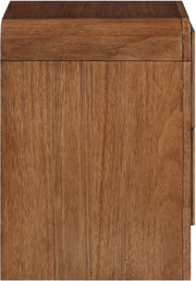 Fluted Solid Wood And Oak Veneer Nightstand in Brown - 314Walnut-NS
