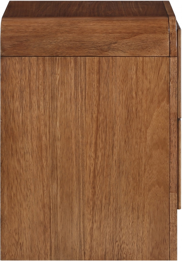 Fluted Solid Wood And Oak Veneer Nightstand in Brown - 314Walnut-NS