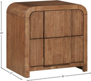Fluted Solid Wood And Oak Veneer Nightstand in Brown - 314Walnut-NS
