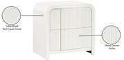 Fluted Solid Wood And Oak Veneer Nightstand in Cream - 314Cream-NS
