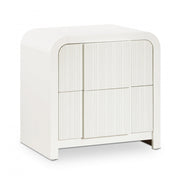 Fluted Solid Wood And Oak Veneer Nightstand in Cream - 314Cream-NS