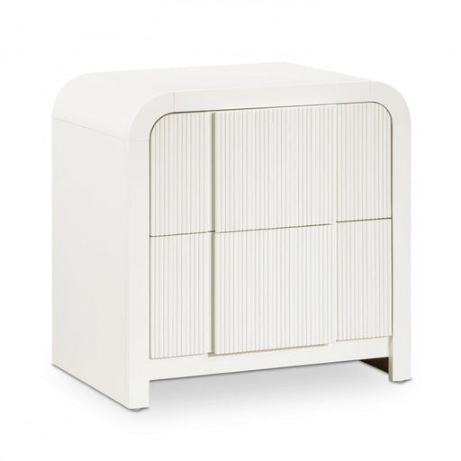 Fluted Solid Wood And Oak Veneer Nightstand in Cream - 314Cream-NS