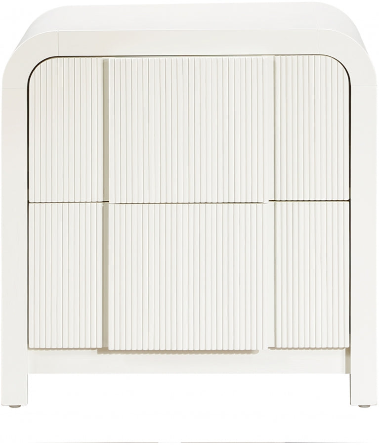 Fluted Solid Wood And Oak Veneer Nightstand in Cream - 314Cream-NS