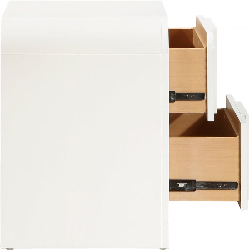Fluted Solid Wood And Oak Veneer Nightstand in Cream - 314Cream-NS