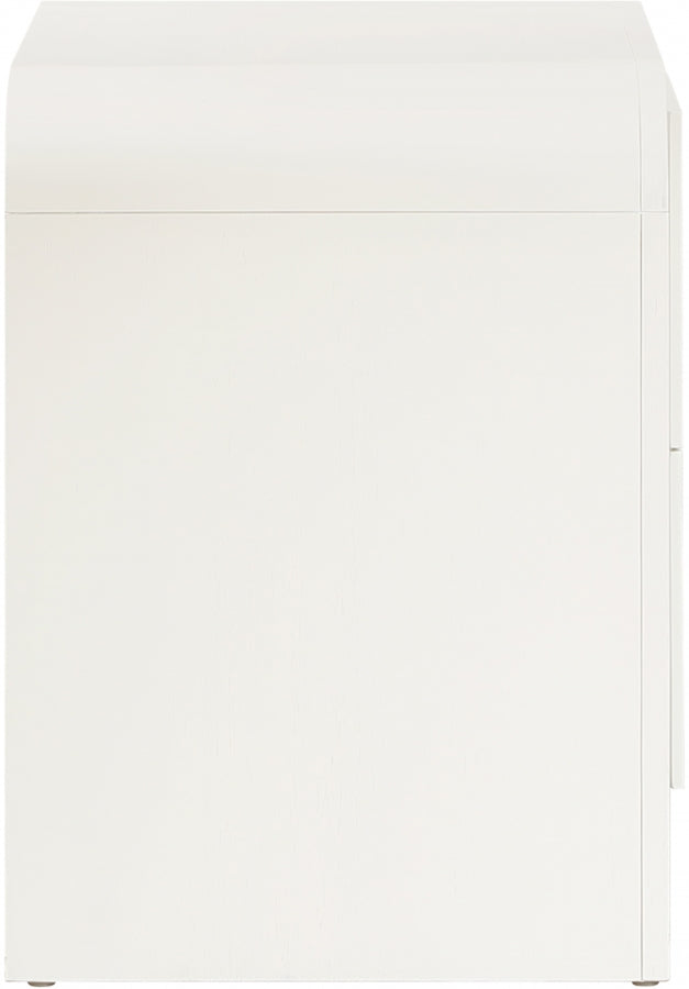 Fluted Solid Wood And Oak Veneer Nightstand in Cream - 314Cream-NS