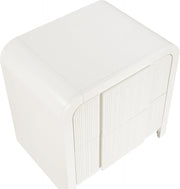 Fluted Solid Wood And Oak Veneer Nightstand in Cream - 314Cream-NS