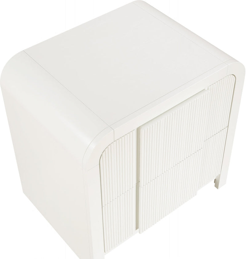 Fluted Solid Wood And Oak Veneer Nightstand in Cream - 314Cream-NS