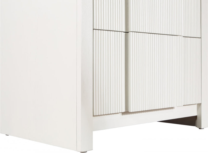 Fluted Solid Wood And Oak Veneer Nightstand in Cream - 314Cream-NS