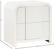 Fluted Solid Wood And Oak Veneer Nightstand in Cream - 314Cream-NS