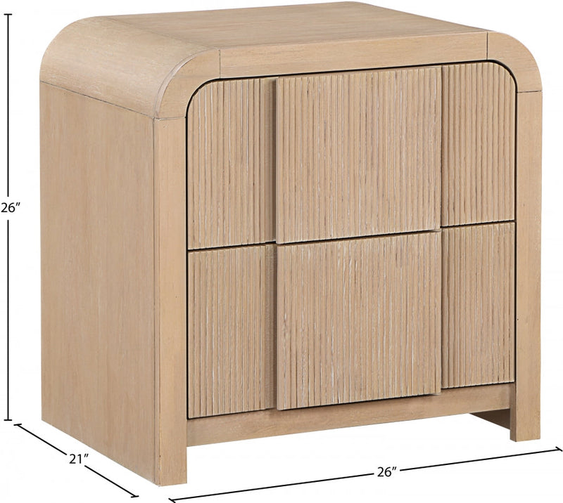 Fluted Solid Wood And Oak Veneer Nightstand in Natural - 314Natural-NS