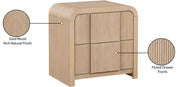Fluted Solid Wood And Oak Veneer Nightstand in Natural - 314Natural-NS