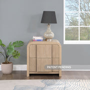 Fluted Solid Wood And Oak Veneer Nightstand in Natural - 314Natural-NS