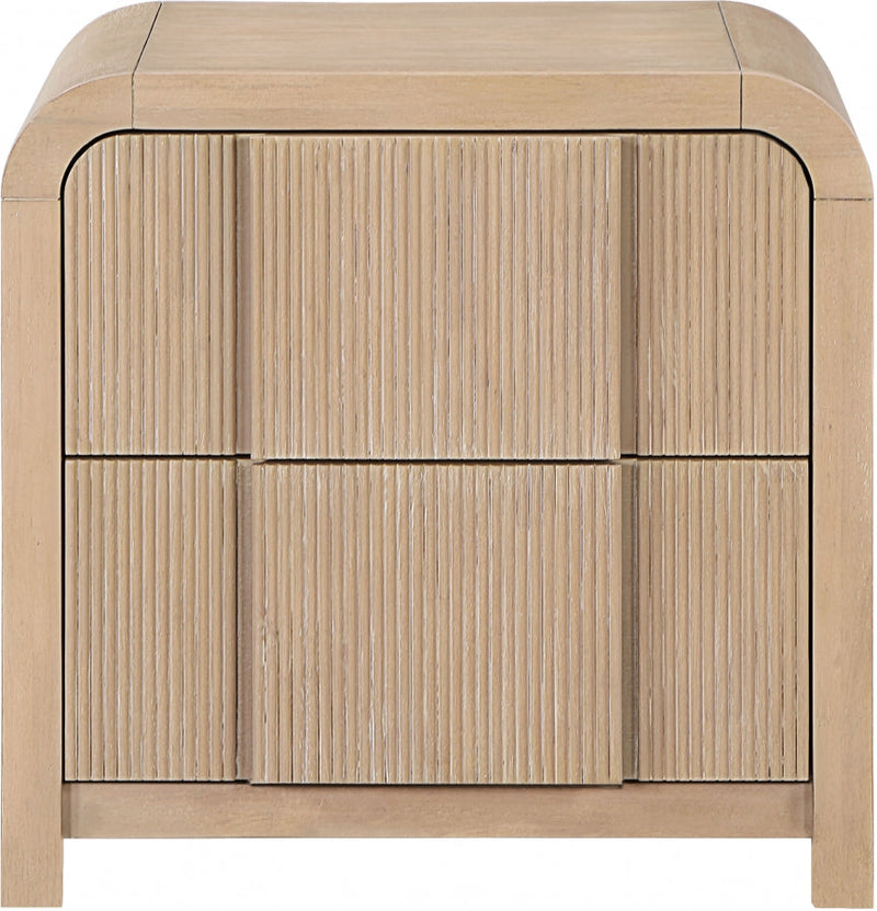 Fluted Solid Wood And Oak Veneer Nightstand in Natural - 314Natural-NS