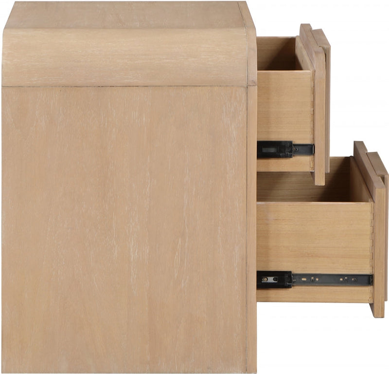 Fluted Solid Wood And Oak Veneer Nightstand in Natural - 314Natural-NS