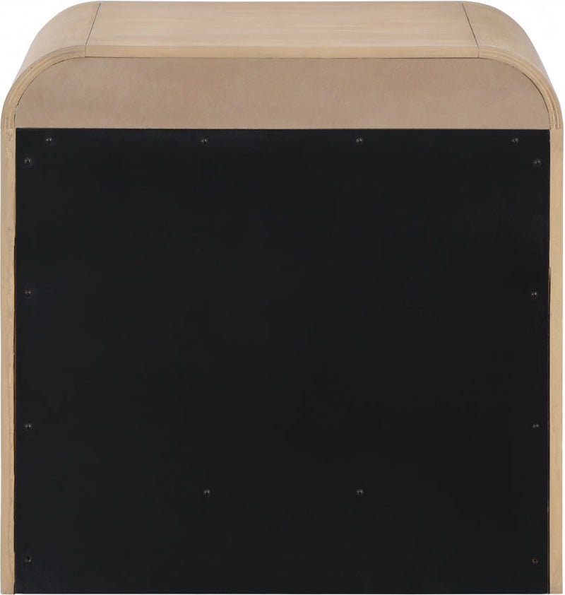 Fluted Solid Wood And Oak Veneer Nightstand in Natural - 314Natural-NS