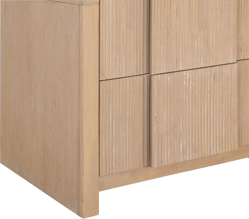 Fluted Solid Wood And Oak Veneer Nightstand in Natural - 314Natural-NS