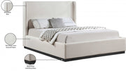 Flynn Linen Textured Fabric King Bed Beige - Gate FurnitureKing Bed
