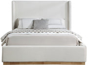 Flynn Linen Textured Fabric King Bed Cream - Gate FurnitureKing Bed