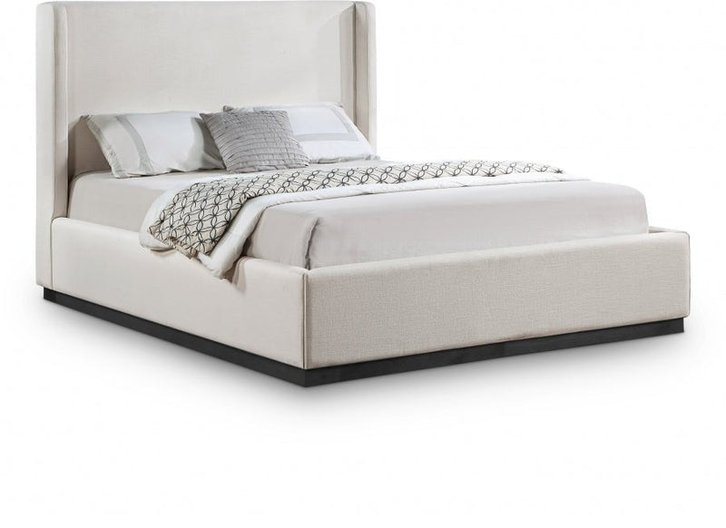 Flynn Linen Textured Fabric Queen Bed Beige - Gate FurnitureQueen Bed