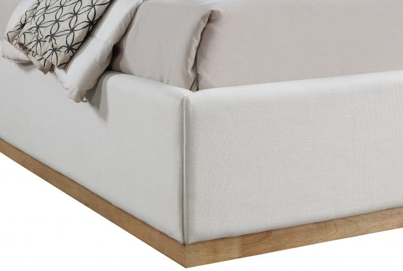 Flynn Linen Textured Fabric Queen Bed Cream - Gate FurnitureQueen Bed