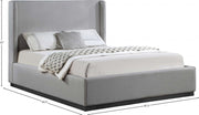 Flynn Linen Textured Fabric Queen Bed Grey - Gate FurnitureQueen Bed