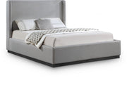 Flynn Linen Textured Fabric Queen Bed Grey - Gate FurnitureQueen Bed