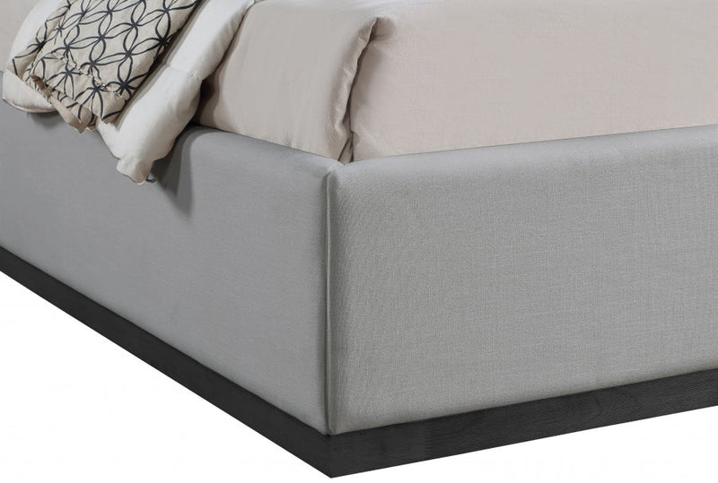 Flynn Linen Textured Fabric Queen Bed Grey - Gate FurnitureQueen Bed