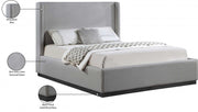 Flynn Linen Textured Fabric Queen Bed Grey - Gate FurnitureQueen Bed